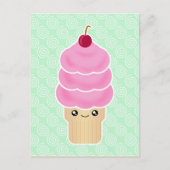 Carte Postale Kawaii triple scoop crème glacée (Devant)