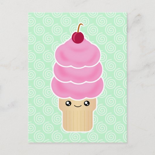 Carte Postale Kawaii triple scoop crème glacée (Devant)