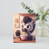 Carte Postale Kawaii Zebra Manger Ramen (Debout devant)