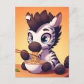 Carte Postale Kawaii Zebra Manger Ramen (Devant)