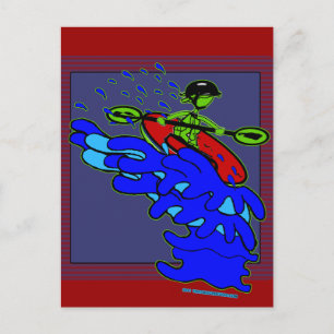 Carte Postale Kayak au-dessus des chemises et objets de cascade