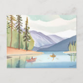 Carte Postale Kayaking le lac | Aquarelle du paysage (Devant)