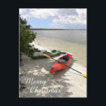 Carte Postale Kayak's on the Beach, Kayak Christmas<br><div class="desc">Kayak's on the beach,  carte postale de Noël,  texte personnalisable</div>