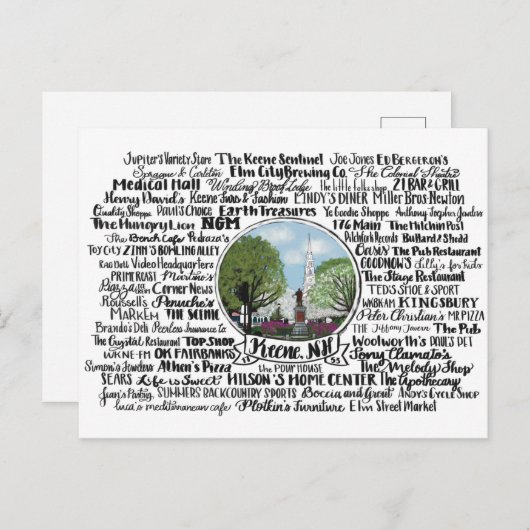 Carte Postale Keene, NH - Maintenant et puis (Devant / Derrière)