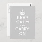Carte Postale keep calm and carry on original (Devant / Derrière)
