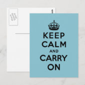 Carte Postale keep calm and carry on original (Devant / Derrière)