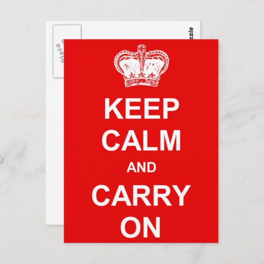 Carte Postale Keep Calm and Carry on Retro Postcard (Devant / Derrière)