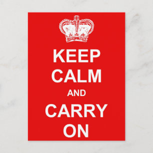 Carte Postale Keep Calm and Carry on Retro Postcard - Red