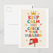 Carte Postale "Keep Calm and Check Your Mailbox" (Devant / Derrière)