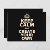 Carte Postale Keep Calm and Create Your Own (Devant / Derrière)