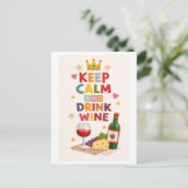 Carte Postale "Keep Calm and Drink Wine" (Debout devant)