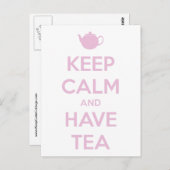 Carte Postale Keep Calm and Have Tea Pink on White (Devant / Derrière)