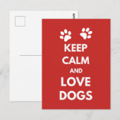 Carte Postale Keep calm and love dogs (Devant / Derrière)