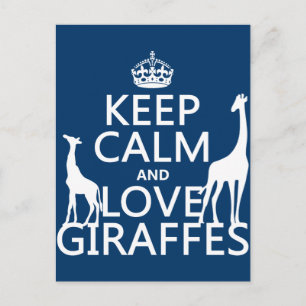 Carte Postale Keep Calm and Love Giraffes - all colours