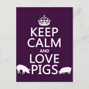 Carte Postale Keep Calm and Love Pigs