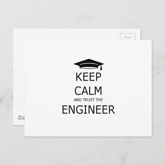 Carte Postale Keep calm and trust the engineer (Devant / Derrière)