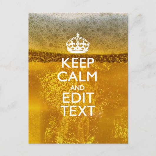 Carte Postale Keep Calm and Your Text for some Cold Beer (Devant)
