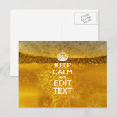Carte Postale Keep Calm and Your Text for some Cold Beer (Devant / Derrière)