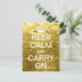 Carte Postale KEEP CALM et CARRY ON personnalisés - pierre d'or (Debout devant)