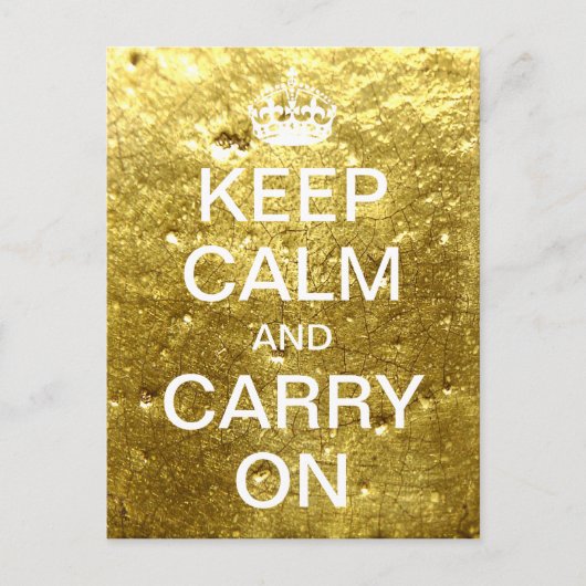 Carte Postale KEEP CALM et CARRY ON personnalisés - pierre d'or (Devant)