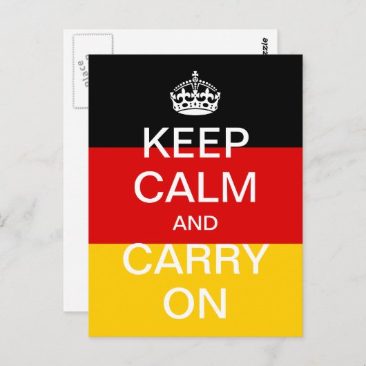 Carte Postale KEEP CALM et CONTINUEZ - Drapeau allemand personna (Devant / Derrière)