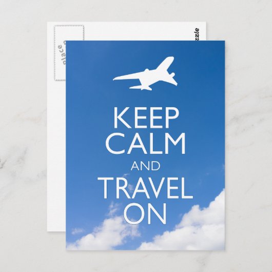 CARTE POSTALE KEEP CALM ET TRAVEL (Devant / Derrière)