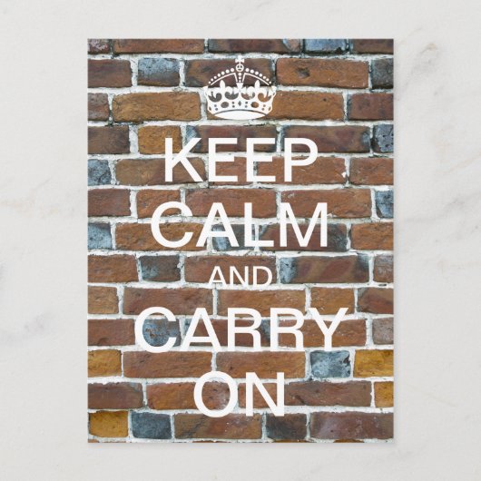 Carte Postale KEEP CALM personnalisé et CARRY ON - briques (Devant)