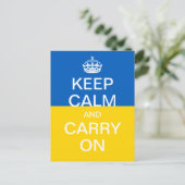 Carte Postale KEEP CALM personnalisé et CARRY ON - drapeau ukrai (Debout devant)