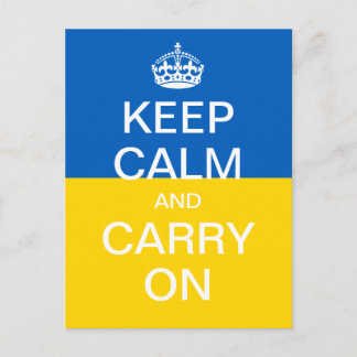 Carte Postale KEEP CALM personnalisé et CARRY ON - drapeau ukrai