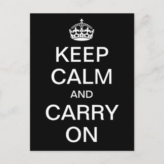 Carte Postale KEEP CALM personnalisé et CARRY ON - mots blancs