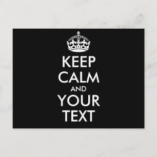 Carte Postale KEEP CALM personnalisé et VOTRE TEXTE - mots blanc