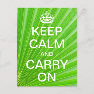 Carte Postale KEEP CALME et CARRY ON personnalisés - palme vert