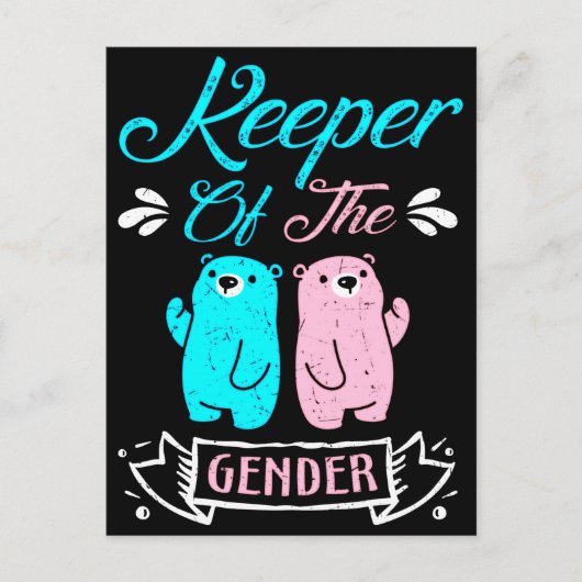 Carte Postale Keeper of the Gender Pink and Blue Teddy Bear (Devant)