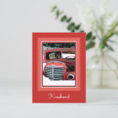 Carte Postale Keeshond Noël Vieux Camion Peinture Chien Art (Debout devant)