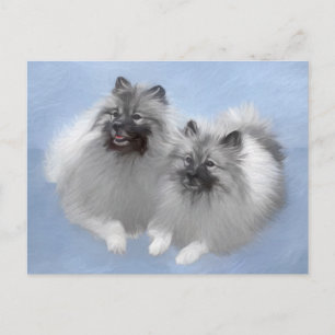 Carte Postale Keeshond Paire de Kees Peinture Art animal origina