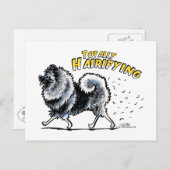 Carte Postale Keeshond Totalement Poilu (Devant / Derrière)