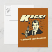 Carte Postale Kegs : 16 Gallons de bonheur liquide (Devant / Derrière)