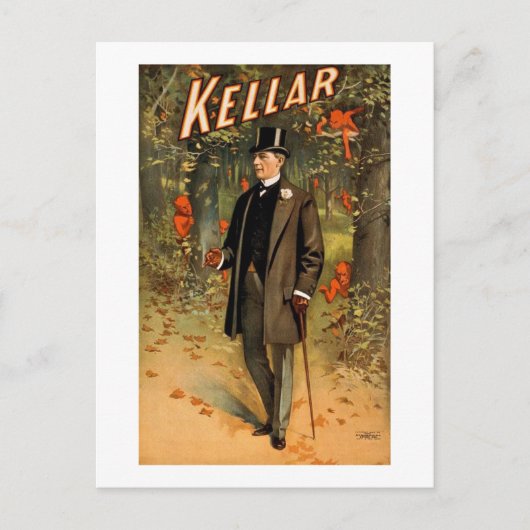 Carte Postale Kellar le Magicien avec les diables - Annonce Vint (Devant)
