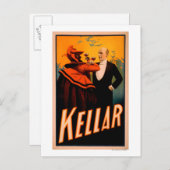Carte Postale Kellar Magicien Boire du vin avec le diable (Devant / Derrière)