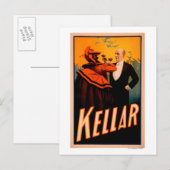 Carte Postale Kellar Magicien Boire du vin avec le diable (Devant / Derrière)