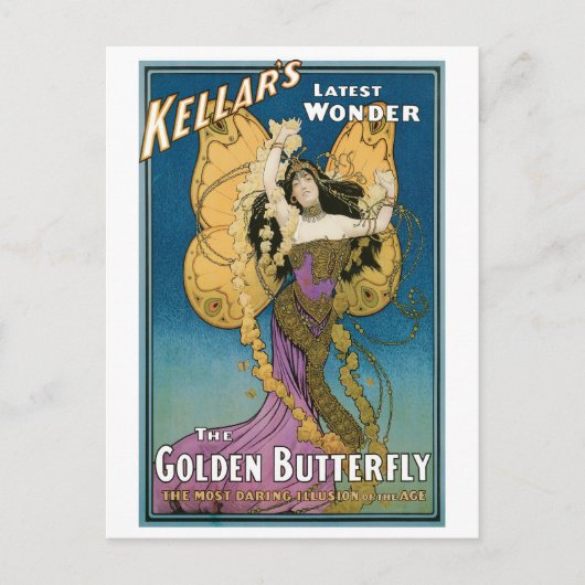 Carte Postale Kellar's ~ Golden Butterfly Vintage Magic Act (Devant)