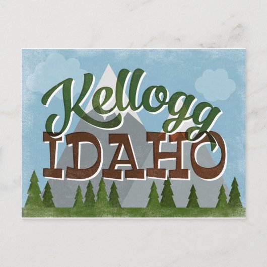 Carte Postale Kellogg Idaho Fun Retro Snowy Mounts (Devant)