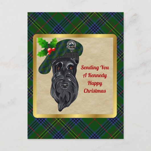 Carte postale Kennedy Clan Badge & Tartan Christma (Devant)