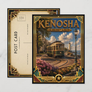 Carte Postale Kenosha Wisconsin Art Déco vintage Âge d'or