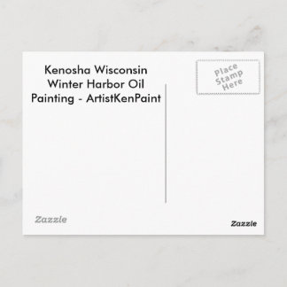 Carte Postale Kenosha Wisconsin Winter Harbour Peinture à l'huil