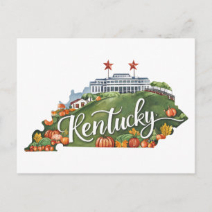Carte Postale Kentucky États-Unis État Forme Vintage Aquarelle