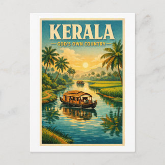 Carte Postale Kerala, India, in a classic retro travel