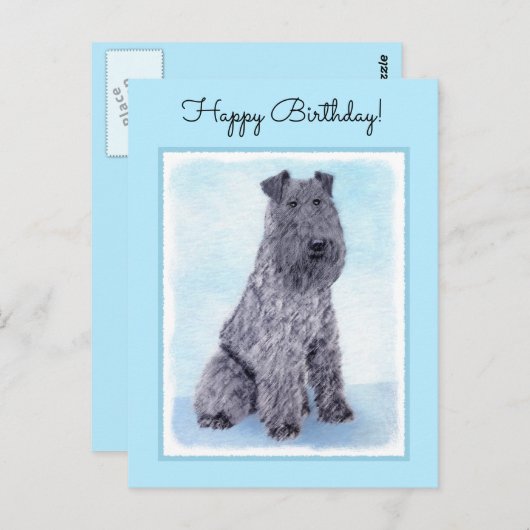 Carte Postale Kerry Blue Terrier peinture mignonne Chien d'origi (Devant / Derrière)