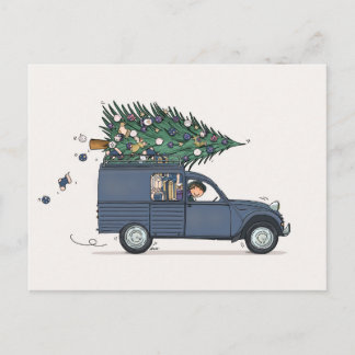 Carte Postale Kerstkaart Besteleend blauw