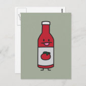 Carte Postale Ketchup Bouteille Sauce tomate Table condiment fan (Devant / Derrière)
